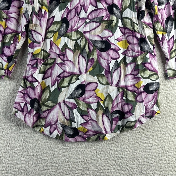 NWT JM Collection Womens White Purple Floral 3/4 Sleeve Pullover Blouse S SMALL - Picture 10 of 14